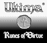 Ultima Runes of Virtue title screen for GameBoy
